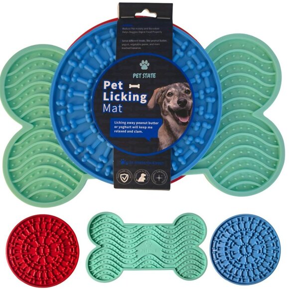 Lick Mat for Dogs Cats Pets Licking Mat Slow Feeder Pads with Suction Cups 3Pcs - Picture 1 of 9